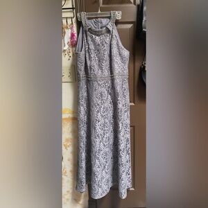 Jessica Howard Gray Lace Dress with Pearl Accents